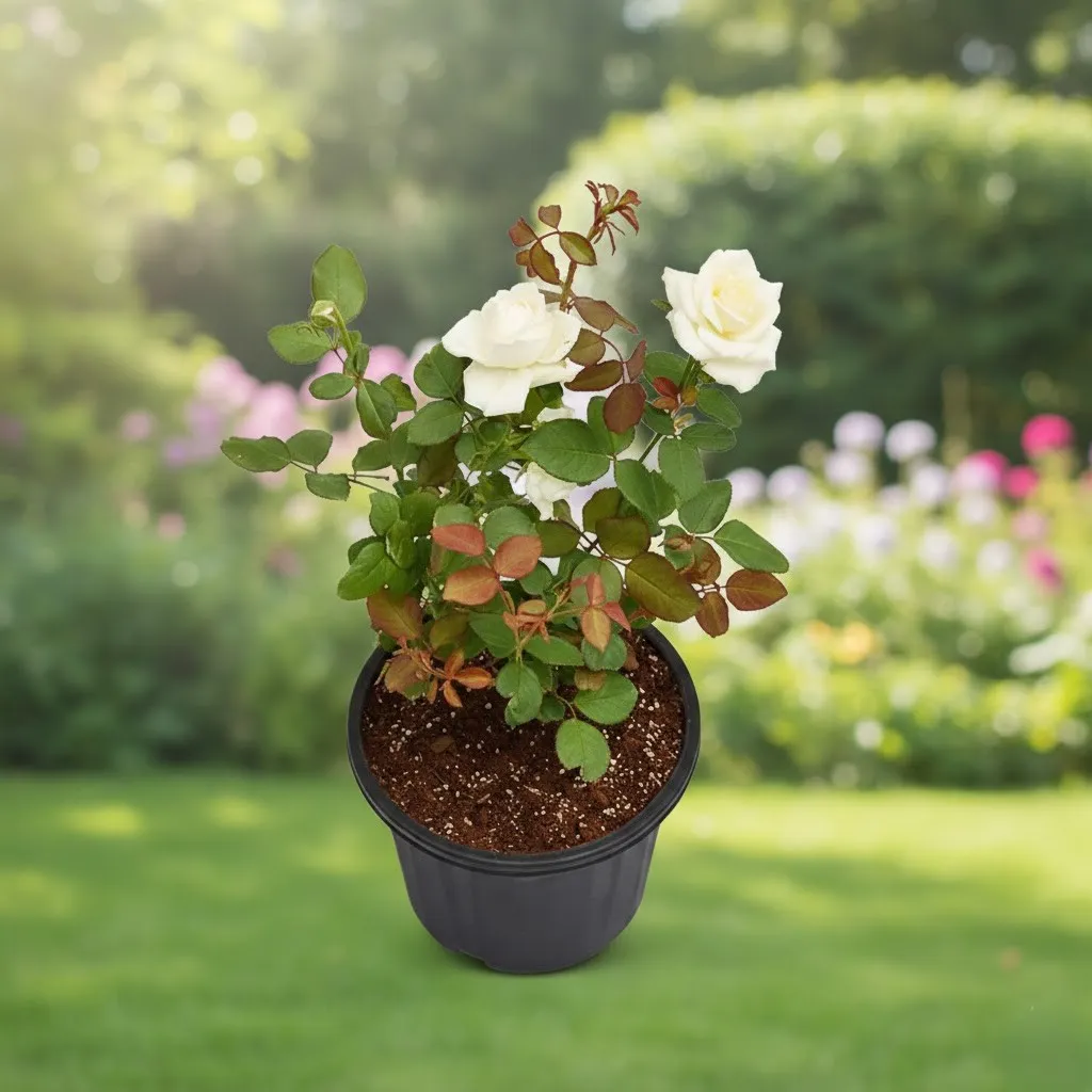 Rose (White) Plant in pot